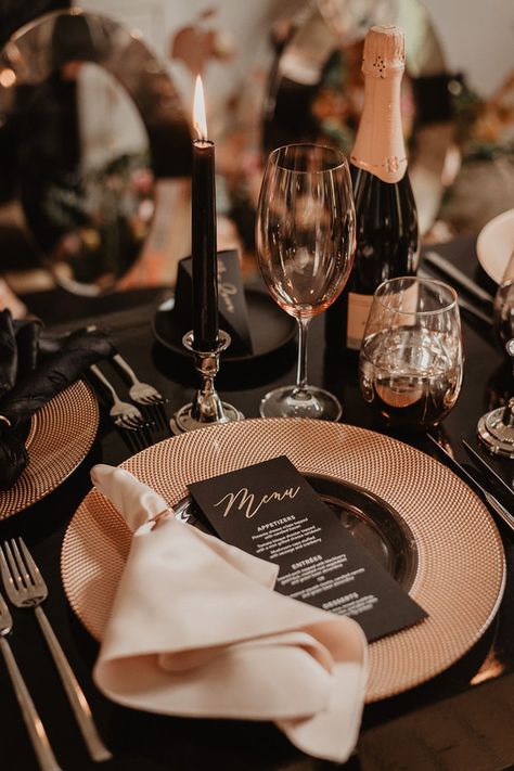 moody fall wedding inspiration with shades of coral and rust | Wedding & Party Ideas | 100 Layer Cake Brown Black Wedding Theme, Black And Bronze Wedding Theme, Black Copper Cream Wedding, Cooper And Black Wedding, Rust Champagne And Black Wedding, Peach And Black Wedding Theme, Copper And Tan Wedding, Black Copper Wedding Color Palettes, Black Copper And Champagne Wedding