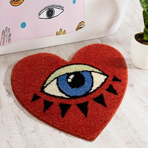 PRICES MAY VARY. Evil Eye Design: This evil eye bath mat is based on the classic black and white, infused with pink and red, make your bathroom more vivid and textured. The heart-shaped design makes the bathroom rug look more eye-catching, giving you a good experience. Non-slip Backing: With TPR rubber backing, this bathroom rug is more safe and skid resistance. Stable and durable backing is a good choice for families with kids and the elderly. It can keep the bath mat in place until the floor i Red Bathroom Rugs, Red Bath Mat, Funny Bath Mat, Pink Bathroom Decor, Cute Bath Mats, Valentine's Day Decorations, Floor Bedroom, Toilet Rug, Eye Decor