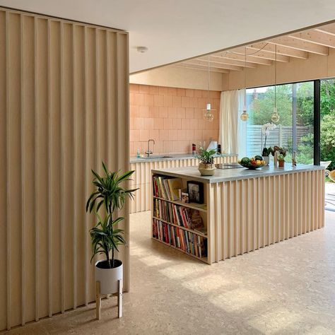 Hannah🇬🇧 and Michael🇩🇰’s Instagram post: “Kitchen/dining/living: the before, the CGI and the after shot #beforeandafter #openplanliving #plywoodkitchen #corkfloor #birchplywood…” Cork Kitchen Wall, Cork Flooring Living Room, Cork Kitchen Floors, Cork Floor Kitchen, Plywood Mudroom, 70s Flooring, Cork Flooring Ideas, Cork Wall Ideas, Cork Ceiling