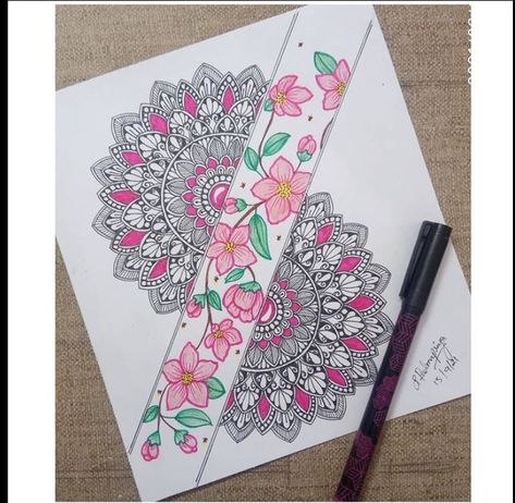 Floral Mandala Drawing, Bondhu Khata Design, Mandala Drawing Colourful, Cute Mandala, Mandala Arts, Mandala Case, Mandala Sketch, Mandala Ideas, Abstract Painting Diy