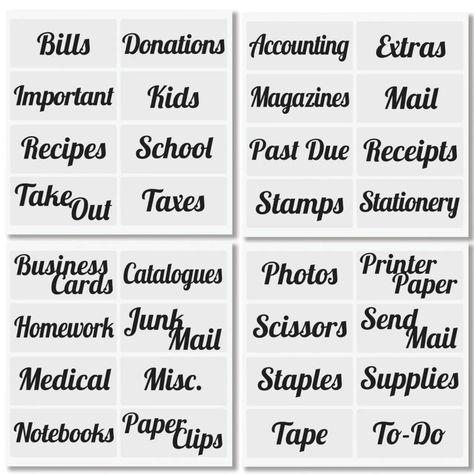 mDesign Labels for Home Office Storage/Organizing - Includes 32 Labels, Black | Organization & Labels | Michaels Rainbow Organization, Home Filing System, Toy Bin Labels, Desk Organization Tips, Personal Budget Planner, Office Bin, Office Labels, Organization Labels, Home Productivity