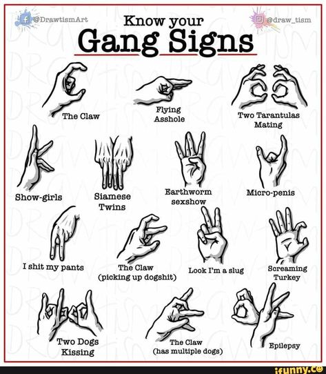 Gangster Words, Gang Symbols, Gang Sign, Small Wave Tattoo, Gang Signs, Sign Language Words, Gang Culture, Hand Symbols, Hand Signals