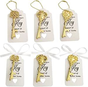 0pcs Skeleton Key Bottle Opener Wedding Party Favor Souvenir Gift with Escort Tag,Key Chains,Ribbon(Gold,3 Styles) Disney Themed Bridal Shower, Tag Cards, Wedding Bottle Opener Favors, Wedding Bottle Opener, Bulk Wedding Favors, Key Bottle Opener, Bridal Shower Party Favors, Wedding Bottles, Bottle Opener Keychain