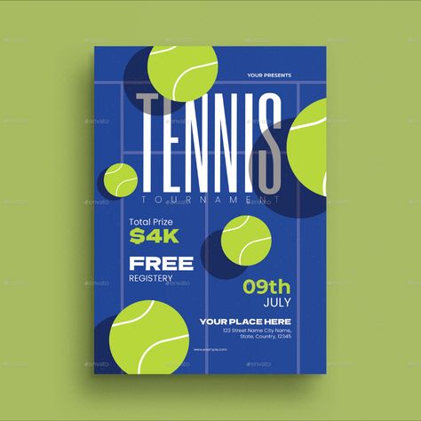 Blue Geometric Tennis Tournament Flyer Tennis Tournament Poster, Tournament Poster, Tennis Poster, Tennis Posters, Tennis Tournament, Tennis Tournaments, Street Names, Graphic Design Art, Art Poster