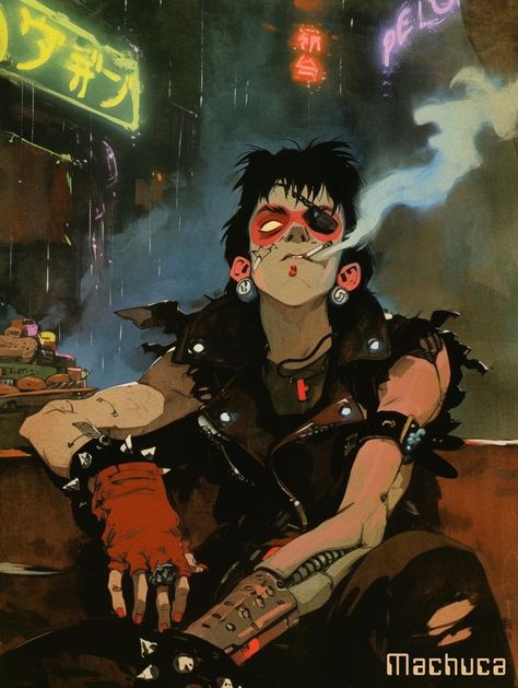 Punk Art Reference, Metal Head Oc Art, Rock Person Character Art, Alternative Character Design, Animation Styles Inspiration, Intimidating Character Design, Cool Guy Drawing, Gay Character Art, Punk Oc Art