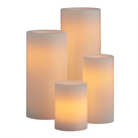 Ivory All Weather Outdoor Flameless LED Pillar Candle - v1 Battery Candle, Outdoor Umbrella Stand, White Patio, Led Pillar Candle, Outdoor Accent Table, Garden Lanterns, Outdoor Candles, Cost Plus World Market, Flameless Candles