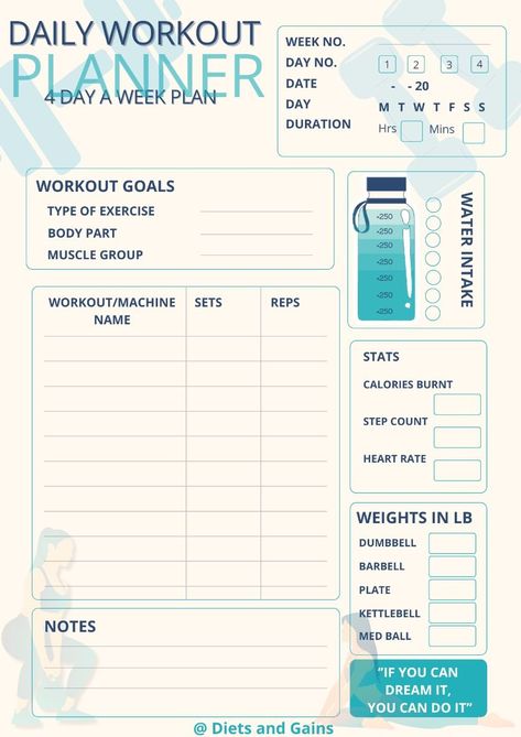 Minimalist Daily Workout Planner Template plannermensal2024 #fitnessgoalplanner. Drinking Tracker, Daily Workout Planner, Workout Log Printable, Workout Planner Template, Workout Plan Template, Workout Names, Daily Planner Templates, Weekly Fitness Planner, Fitness Planner Free