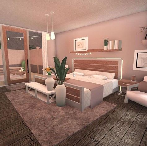 Hey guys!!! I hope your day is good but better watching this video!! This is my bedroom in Bloxburg. Maybe it is one of my favourites. Yes I have more bedrooms in my house. I hope you like it if you did make sure you leave a like and a follow. I love you guys!!! Bye bye!!🥰🥰🥰 Bedroom Ideas, Bedroom, Design, Bloxburg Bedroom, I Hope, Bed