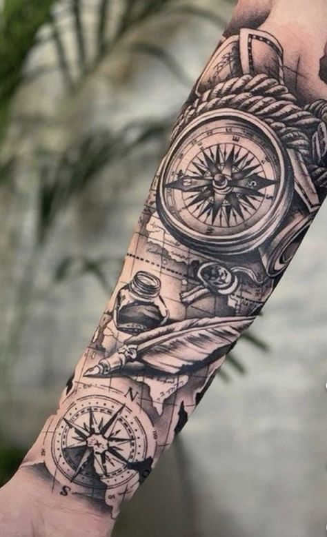 Back Of Forearm Tattoo, Ship Tattoo Sleeves, Timeless Hair, Arm Sleeve Tattoos For Women, Flying Tattoo, Pirate Tattoo, Hair Challenge, Star Tattoo Designs, More Tattoo