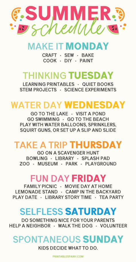 Not sure what to do this summer? Create a Weekly Summer Schedule to be prepared to have fun with your kids #summerkids Weekly Summer Schedule, Summer Schedule For Kids, Kids Summer Schedule, Uppfostra Barn, Summer Schedule, Summer Fun For Kids, Kids Schedule, Summer Learning, Summer Fun List