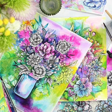 Art Journaling Florals by Makewells #funkyflorals #artjournal #artjournaling #floralart #watercolor #watercolorflorals Megan Wells (@makewells) • Instagram photos and videos I Tried, Other Colors, Floral Watercolor, Floral Art, Hold On, Art Journal, Photo And Video, Instagram Photo, Floral