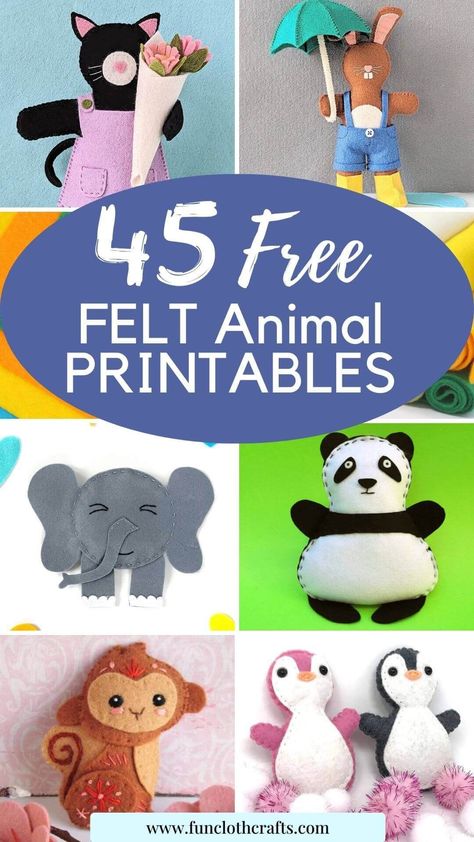 Pandas, Free Felt Animal Patterns, Free Stuffed Animal Patterns, Mini Felt Animals, Felt Patterns Free, Diy Felt Animals, Felt Animal Pattern, Sewing Felt, Felt Plushie