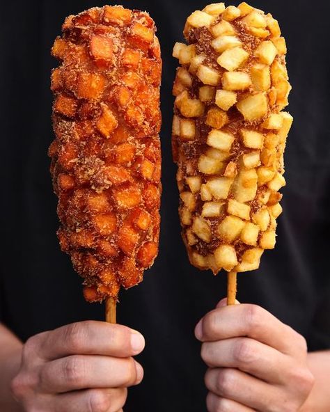 Potato Corn Dog, Korean Corn, Cold Snacks, Corndog Recipe, Food Courts, Creamy Pasta Recipes, Fair Food, Tea Health Benefits, Corn Dog