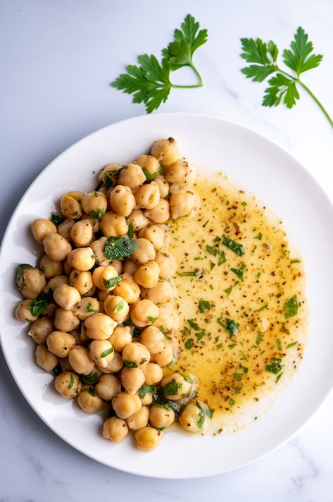 Cracker Salad, Marinated Chickpeas, Sauteed Broccoli, Broccoli With Garlic, Garbanzo Beans Salad, Garlic And Oil, Broccoli Sauteed, Granulated Garlic, Greek Chickpeas