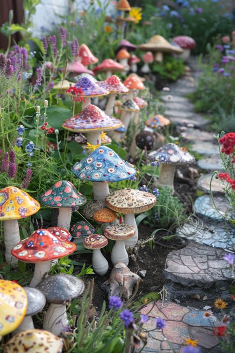 Whimsical Garden Escapes: Outdoor Decor Ideas to Transform Your Space - Quiet Minimal Cabrewing Ideas, Fairy Yard Decor, Fantasy Garden Decor, Different Garden Ideas, Fairy Inspired Garden, Quirky Garden Decor, Whimsical Porch Decor, Craft Garden Ideas, Flowers For Fairy Garden