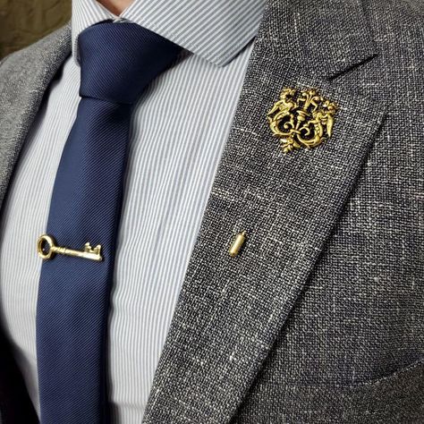 Lapel Pins Suit, Royal Crest, Suit Pin, Lapel Pins Mens, Wedding Outfit Men, Designer Suits For Men, The Gentleman, Modern Gentleman, Mens Fashion Suits