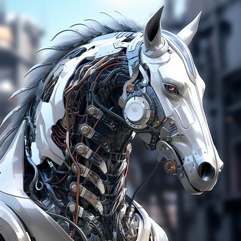 Featured visual curated by ThetaCursed, License: CC BY-NC 4.0 Robot Horse Concept Art, Mech Horse, Robot Horse, Mechanical Horse, Horse Costume, Facial Expressions Drawing, Mechanical Gears, Horse Costumes, Robot Illustration