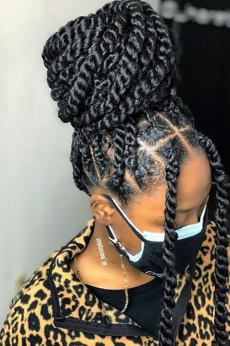 Twisting Hairstyles With Attachment, Big Twisting Braids, Senegalese Twist Braids Large, Large Twist Braids Hairstyles, Afrotwists Hairstyles, Thick Twist Braids Hairstyles, Thick Twist Braids, Big Braided Hairstyles, Big Twist Braids