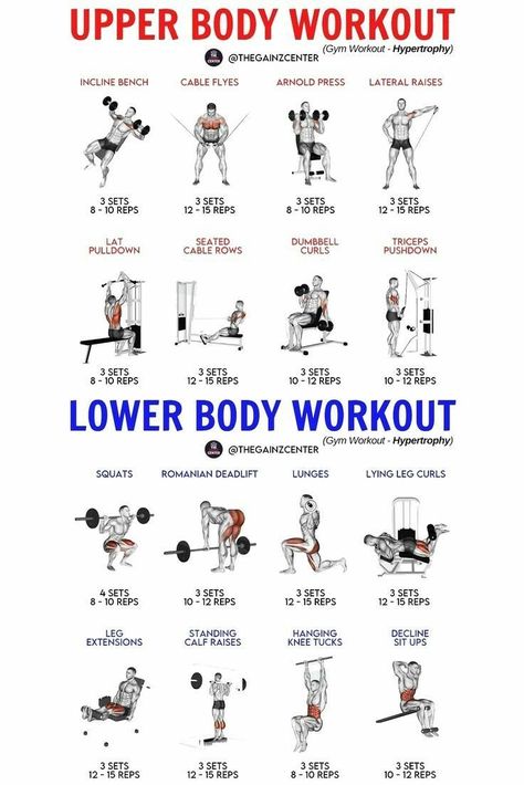 Upper And Lower Body Workout Gym, Upper Body Strength Workout Gym, Full Body Workout At Gym Man, Upper Body Lower Body Workout Plan, Male Upper Body Workout, Mix Workout For Men, Upper Body Body Weight Exercises, Upper Lower Body Split Workout Plans, Upper Body And Lower Body Workout