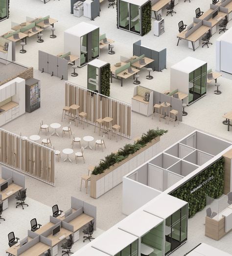 ᑕ❶ᑐ What is the office’s role in a hybrid work world? ➡️ Hushoffice Hybrid Office Space Design, Office Space Planning Layout, Co Working Space Layout, Co Working Space Plan, Co Working Space Design, Hybrid Workspace, Smart Office Design, Hybrid Office, Open Office Layout