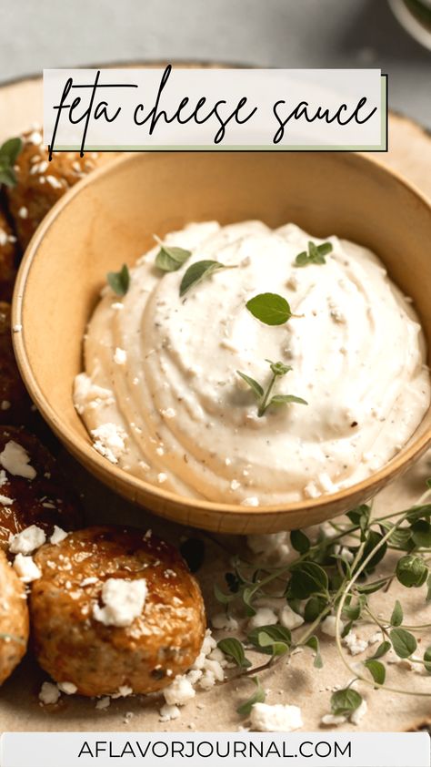 Creamy Feta Cheese Sauce Sauce With Greek Yogurt, Feta Cheese Sauce, Cheese Sauce For Steak, Feta Sauce, Greek Sauce, Greek Yogurt Sauce, Feta Cheese Recipes, Sandwich Sauces, Marinated Tomatoes