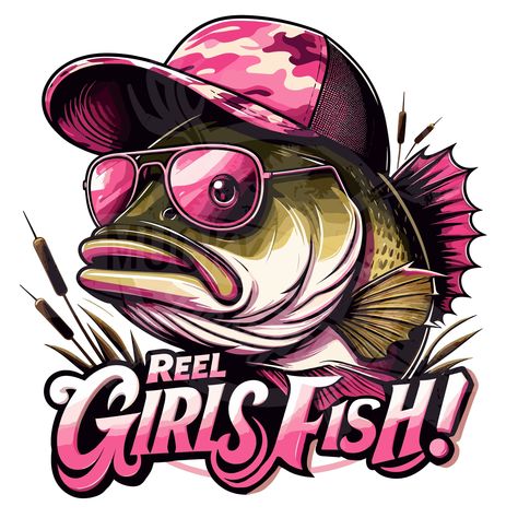 Fishing Images, Fishing Sublimation, Fishing Hoodie, Fishing Png, Fishing Decals, Pink Fish, Cartoon Fish, Png Sublimation Designs, Fishing Girls