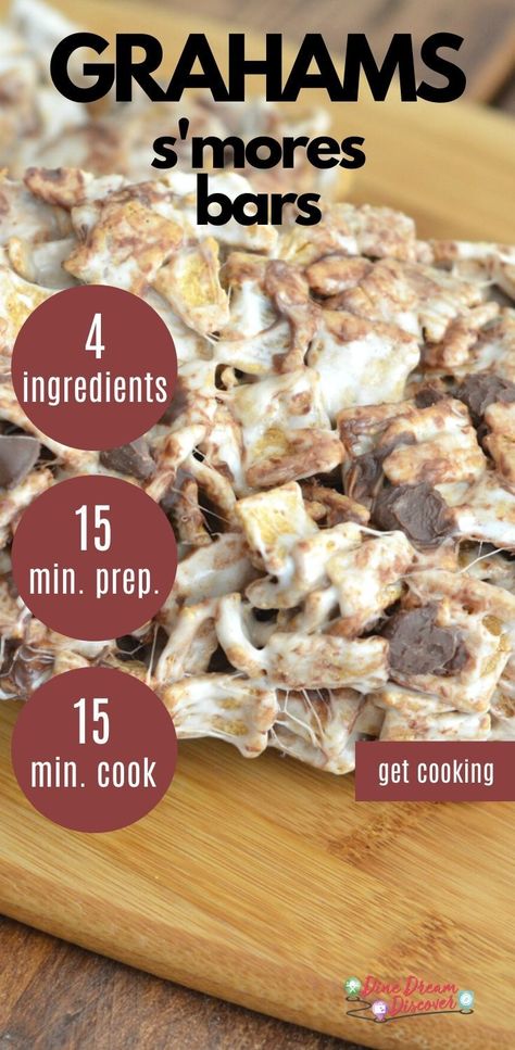 Easy S’mores Bars, S’more Cereal Bars, S’mores Treats With Golden Grahams, S’mores Bars Recipe Golden Grahams, S’mores Cereal Treats, Golden Graham’s S’mores Bars, S’mores Golden Graham Bars, S’mores Cereal Bars, S’mores Krispie Treats