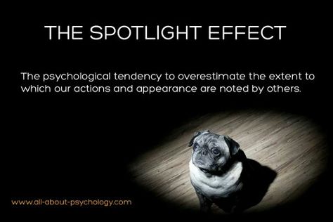 Spotlight effect Psychology Website, Spotlight Effect, Teaching Psychology, About Psychology, Logical Fallacies, Do Not Be Deceived, Brain Facts, Cognitive Bias, Get A Girlfriend