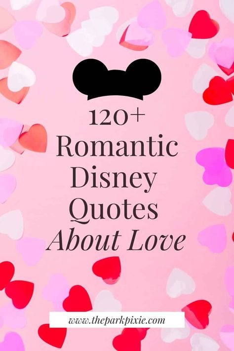 These Disney quotes about love are perfect for Instagram captions, greeting cards, love notes, artwork, and much more. #disney #wdw #disneyworld #disneyland Romantic Disney Quotes, Disney Wedding Quotes, Disney Quotes About Love, Disneyland Quotes, Valentines Quotes For Him, Romantic Disney, Disney Proposal, Fairytale Quotes, Black Color Hairstyles