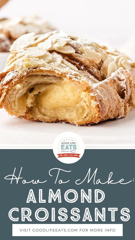 Starbucks Almond Croissant Recipe, Croissant Recipe Easy, Almond Filling Recipe, Almond Croissant Recipe, Crossiant Recipes, Quick Brunch Recipes, Crossant Recipes, Croissants Recipe, Almond Filling