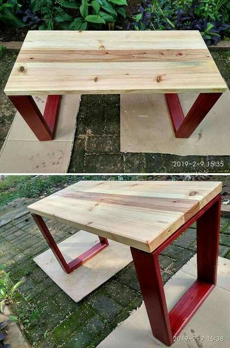 First Woodworking Project, Pallet Projects Furniture, Wooden Pallet Furniture, Diy End Tables, Pallet Outdoor, Table Metal, Beginner Woodworking Projects, Woodworking Project, Diy Wood Projects Furniture