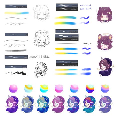 ✦ N ✧ on X: "Hihii here is the clip studio paint ver!🙇‍♀️ I posted all my painting brushes and some gradient maps 💜 I hope you like them !!🙏🥺 Download: https://t.co/8X05Ow7aE6 https://t.co/8aC1dg9ltB" / X Clip Studio Paint Brushes, Gradient Map, Painting Brushes, Drawing Studies, Coloring Tutorial, Digital Painting Tutorials, Clip Studio Paint, Art Brushes, Cartoon Character Design