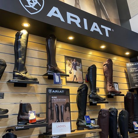 If you had to pick just one pair, which would it be?! 🤩 We LOVE our Ariat footwear wall here at the Selby store, it's a little section of equestrian paradise... 🙌 Ariat Aesthetic, Equestrian Shop, Tack Store, Ariat Boots, Western Decor, Horse Girl, Wild And Free, Shopping Trip, Store Design