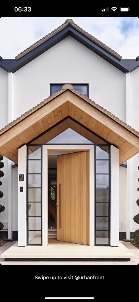 Front Doors Uk Ideas, Front Door Gable Roof, Front Of House Extension, Front Door And Porch Ideas, Front Of House Extension Ideas, Modern Front Porch Ideas Uk, Entry Porch Ideas Entrance, Uk Porch Ideas, Front Porch Uk