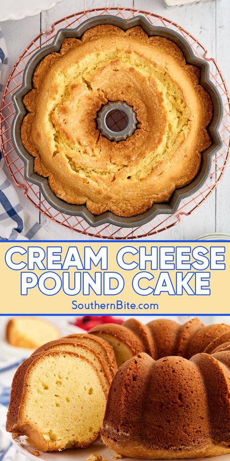 Crusty Cream Cheese Pound Cake Easy Cream Cheese Pound Cake, Cheese Pound Cake Recipe, Cream Cheese Pound Cake Recipe, Tasty Sweets, Pound Cake Recipes Easy, Modern Honey, Cheese Pound Cake, Baked Breads, Sour Cream Pound Cake