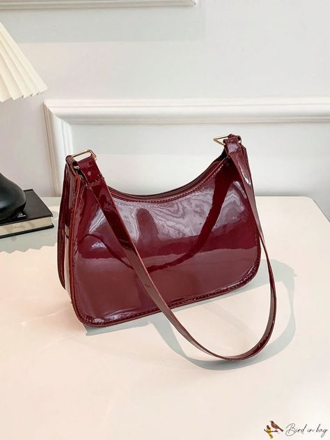 Bird in Bag - Elegant Women's PU Leather Shoulder Bag in Solid Colors Burgundy Shoulder Bag, Red Hand Bag, Burgundy Purse, Burgundy Bag, My Style Bags, Trendy Shoulder Bag, Cute Wallets, Girly Bags, Red Purses