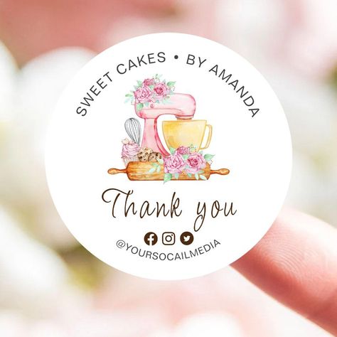 Sweet Cakes Bakery Thank you Stickers Cake Design, Sticker Cake Design, Cake Logo Design Ideas Business Cards, Logo Sweet Cake, Sweets Logo Design Ideas, Dessert Logo Ideas, Cake Sticker Design, Cute Bakery Logo Design, Dessert Logo Design Ideas