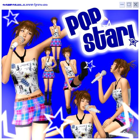 Sims 4 Cc Microphone, Pop Star Pose, Sims 4 Cc Poses, Sims Poses, Y2k Hair, Free Sims 4, The Sims 4 Packs, Sims 4 Cas, Sims 4 Game