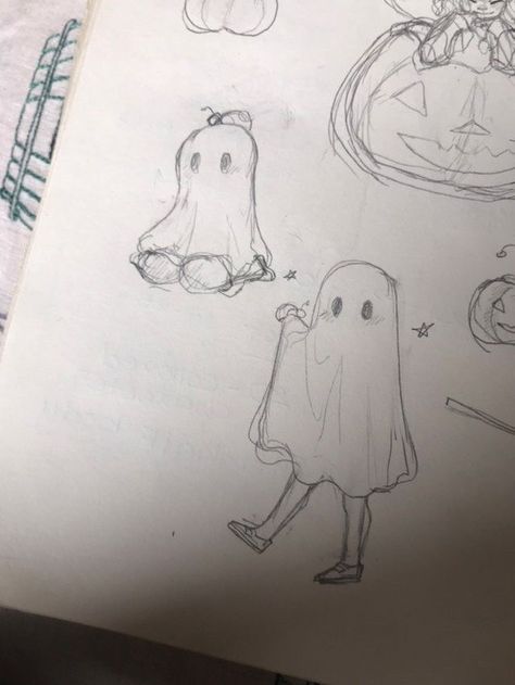 Doodles Indie, Fall Doodles, Ghost Drawing, Fall Drawings, Ghosts Halloween, Arte Indie, Cute Ghosts, Indie Art, Halloween Drawings