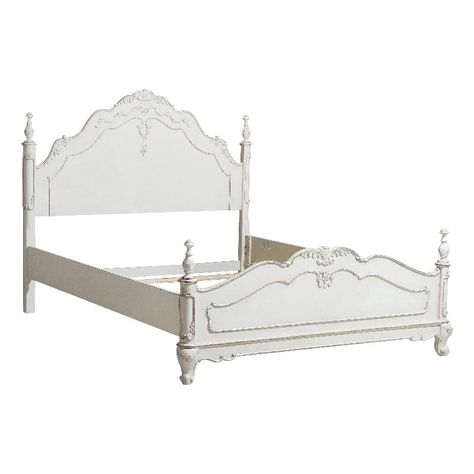 PRICES MAY VARY. Includes headboard, footboard and rails Materials: Wood, wood veneer, MDF board Finish: Antique white, gray Foundation/box spring required. The Cinderella Collection is your little childs dream come true. The Victorian styling incorporates traditional floral motif carving details on the white with gray rub-through finished full bed that will create the feeling of stepping into a fairy tale. Carved finials top the corner posts of each post further lending to the classic look. Che White Queen Bed, Chambre Inspo, Twin Size Bed, Youth Bedroom, Standard Bed, Princess Room, Twin Bed Frame, Solid Wood Bed, Bed Reviews