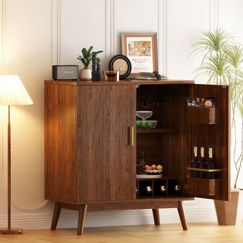 Mieres Modern Style Wooden Wine Bar Cabinet, Kitchen Storage Sideboard Buffet Cabinet - N/A - On Sale - Bed Bath & Beyond - 37744712 Bars Ideas, Bar Storage Cabinet, Sideboard Bar Cabinet, Coffee Lifestyle, Coffee Mornings, Corner Coffee, Coffee Inspiration, Space Coffee, Coin Café