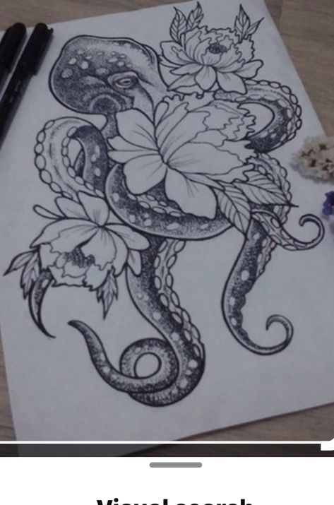 Underwater Tattoo, Octopus Tattoo Sleeve, Octopus Tattoo Design, Octopus Tattoos, Kunst Tattoos, Tattoos Mandala, Ocean Tattoos, Theme Tattoo, Tattoos Geometric