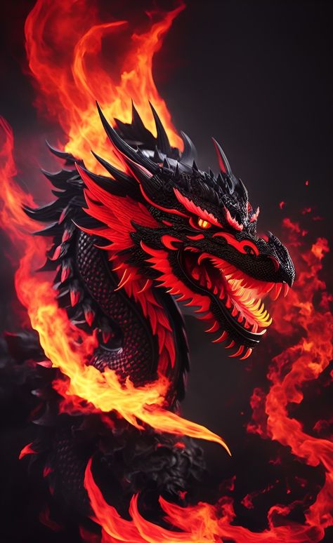 4k hd wallpaper black red dragon in fire Red Dragon Painting, Chaos Dragon, Dragon Rouge, Tikki Y Plagg, Red And Black Wallpaper, Lion Photography, Got Dragons, Mythical Dragons, Harley Quinn Artwork