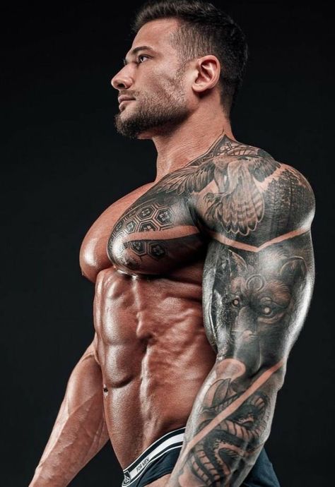 Tattooed Guys, Tattooed Men, Muscle Tattoo, Ripped Body, Gym Guys, Testosterone Booster, Masculine Men, Inked Men, Muscular Men