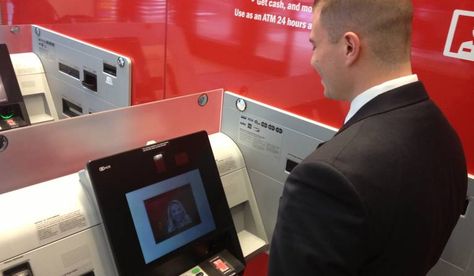 Your bank teller will live inside an ATM | Marketplace.org Bank Teller, Future Vision, Retail Banking, Business Journal, Bank Of America, Pay Phone, Financial Institutions, Banking, Landline Phone