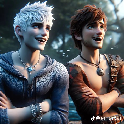 Hiccup from HTTYD and Jack Frost from Rise of the Guardians Hiccup Jack, Disney Characters As Humans, Disney Dudes, Male Cartoon Characters, Beatiful People, Rise Of The Guardians, Anime Guys Shirtless, Hiccup, The Big Four