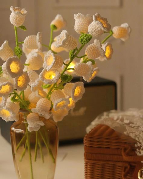 LED Night Lights Lily Of The Valley Garland Fairy String Lights Gift Handmade DIY Flower Lamp Home Room Wedding Birthday Decor| | - AliExpress Crochet Flower Led Lights, Crochet Led Light, Crochet Flowers Room Decor, Lily Of The Valley Fairy Lights Crochet, Lily Of The Valley Room Decor, Crochet With Lights, Crochet Lily Of The Valley Lamp, Crochet Flower Lights, Crochet Decorations Home