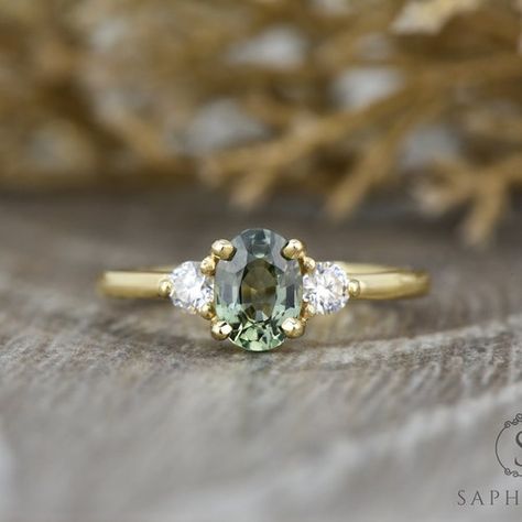 Nature, Three Stone Sapphire Engagement Ring, Sapphire Engagement Ring Oval, Green Engagement Rings, Blue Green Sapphire Ring, Oval Sapphire Engagement Ring, Theme Green, Engagement Ring Oval Cut, Sapphire Gem