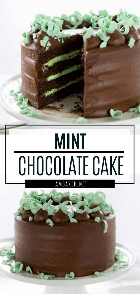 Mint Chocolate Cake is the perfect holiday dessert for a crowd! This delicious sweet treat has four amazing layers of dark chocolate cake with a delicate mint buttercream in between each layer covered in buttercream frosting and topped with mint green chocolate curl. Save this pin! Chocolate Cake Video, Mint Buttercream, Dessert For A Crowd, Offset Spatula, Mint Chocolate Cake, Dessert Halloween, Hot Cake, Mint Cake, Dessert Parfait