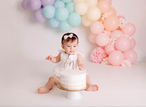 Rainbow Smash Cake Photoshoot, Pastel Cake Smash Photo Shoot, Rainbow Smash Cake, Smashed Cake, Pastel Cake Smash, Rainbow Smash Cakes, Birthday Rainbow Cake, Rainbow Cake Smash, Cake Shoot